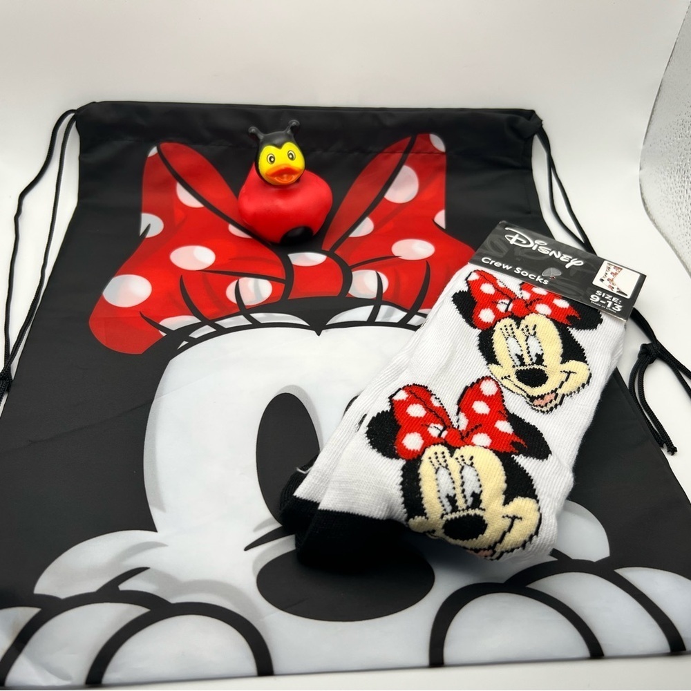 Disney Minnie Mouse Bag and Socks - Duck - Red, Black, White